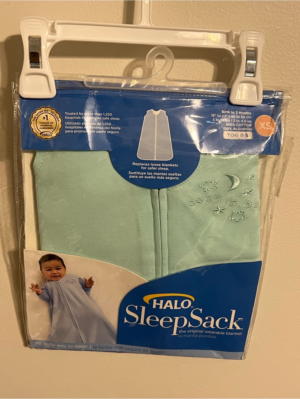 HALO SleepSack Baby Wearable Blanket XS Newborn - 3 Months Mint Green 5-10lbs